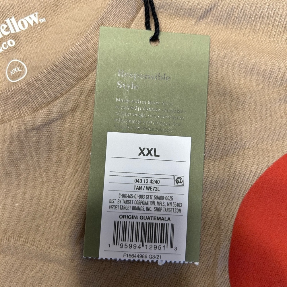 Goodfellow & Co Men's Brown Graphic Tee with Red Sun - Picture 2 of 6